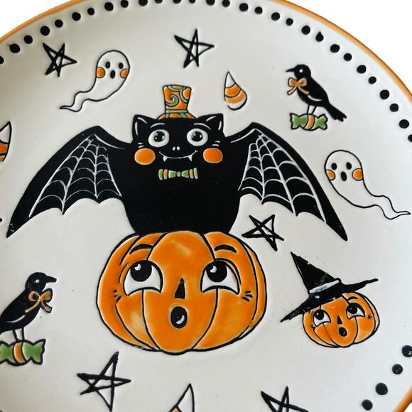 Eli + Ana Halloween CREEP SHOW Salad Plates 8in Set 2 Ceramic Vintage Inspired - Picture 5 of 10